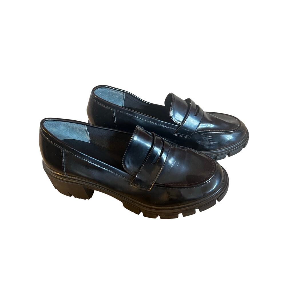 Sincerely Jules Chunky Lug Sole Patent Loafer Black SZ 9